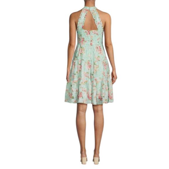 New Women’s Eliza J Floral Halter Mini Tiered Dress Size 2 - Picture 6 of 12